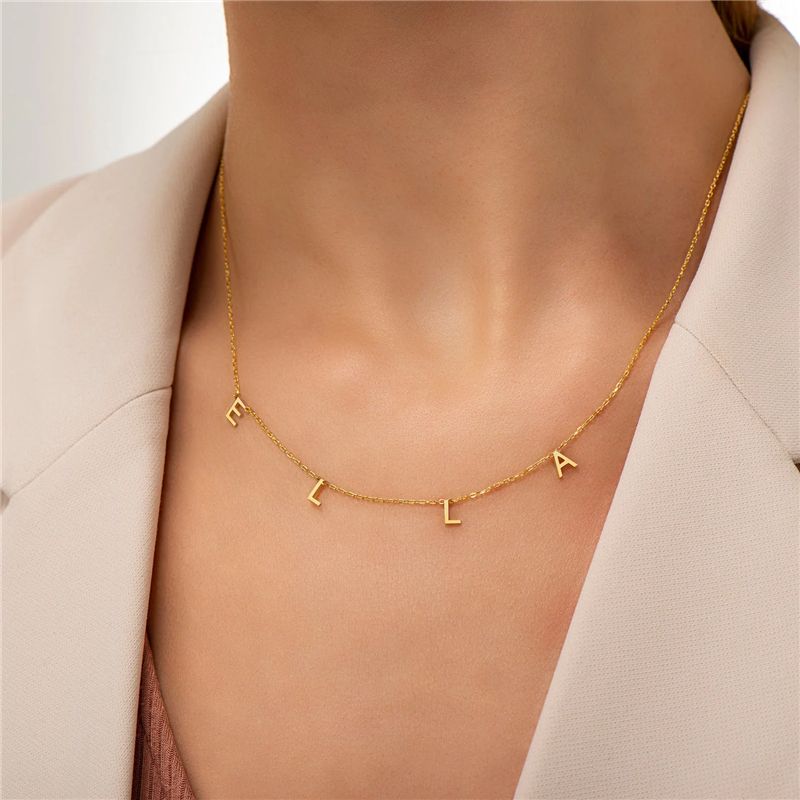 [Copy]CUSTOM VERTICAL NAME NECKLACE - SOLID 14K | 18K GOLD